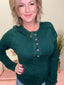 Textured Knit Henley Top in Forest Green