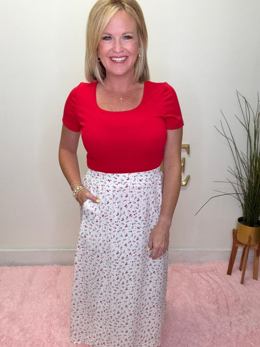 Textured Midi Skirt in Juicy Jubilee