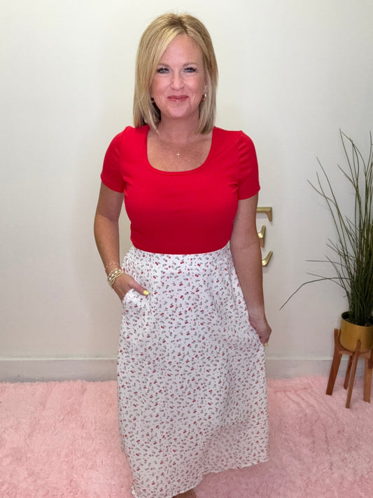 Textured Midi Skirt in Juicy Jubilee 180 Shorts & Skirts - Ella Chic BoutiqueMikarose