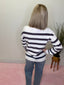 Textured Multistripe Sweater in Ivory and Navy 130 Sweaters- Ella Chic BoutiqueBe Cool