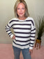 Textured Multistripe Sweater in Ivory and Navy 130 Sweaters- Ella Chic BoutiqueBe Cool