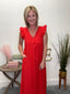 The Dutton Maxi Dress in Hibiscus Red Eyelet - FINAL SALE