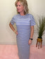 The Jett Midi Dress in Blue Stripe 150 Dresses & Jumpsuits - Ella Chic BoutiqueMikarose
