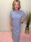 The Jett Midi Dress in Blue Stripe 150 Dresses & Jumpsuits - Ella Chic BoutiqueMikarose