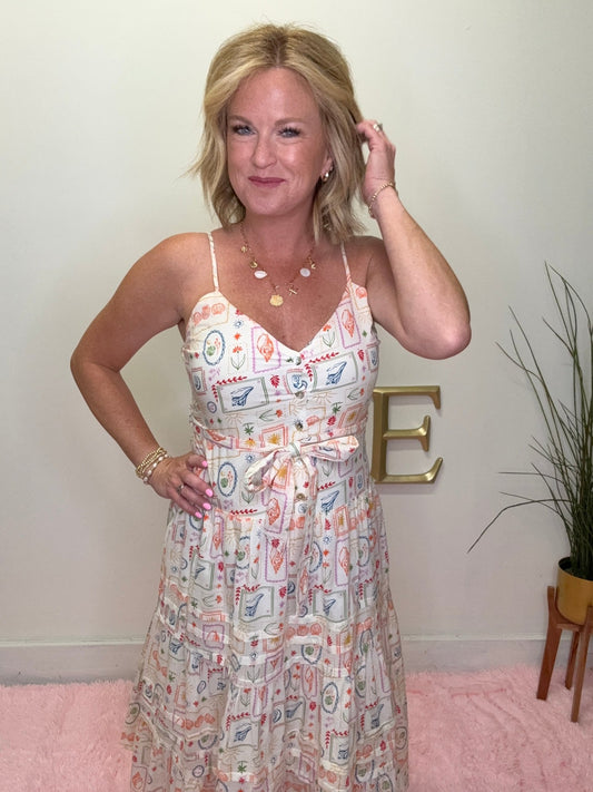 The Seaside Stroll Printed Midi Dress