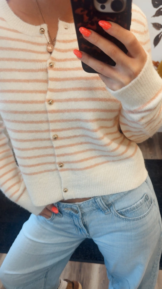 Pink and White Striped Sweater