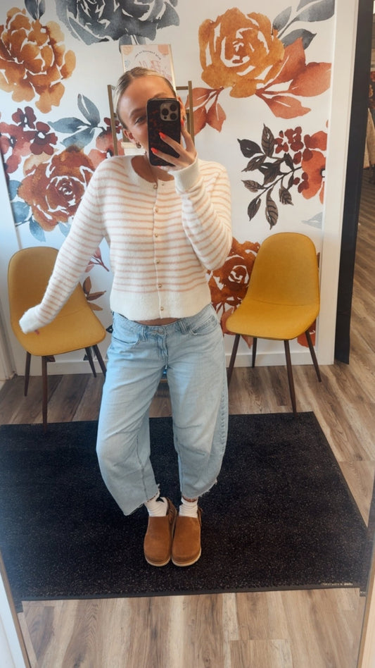 Pink and White Striped Sweater