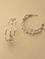 Triple Row Wire Pearl Hoop Earrings
