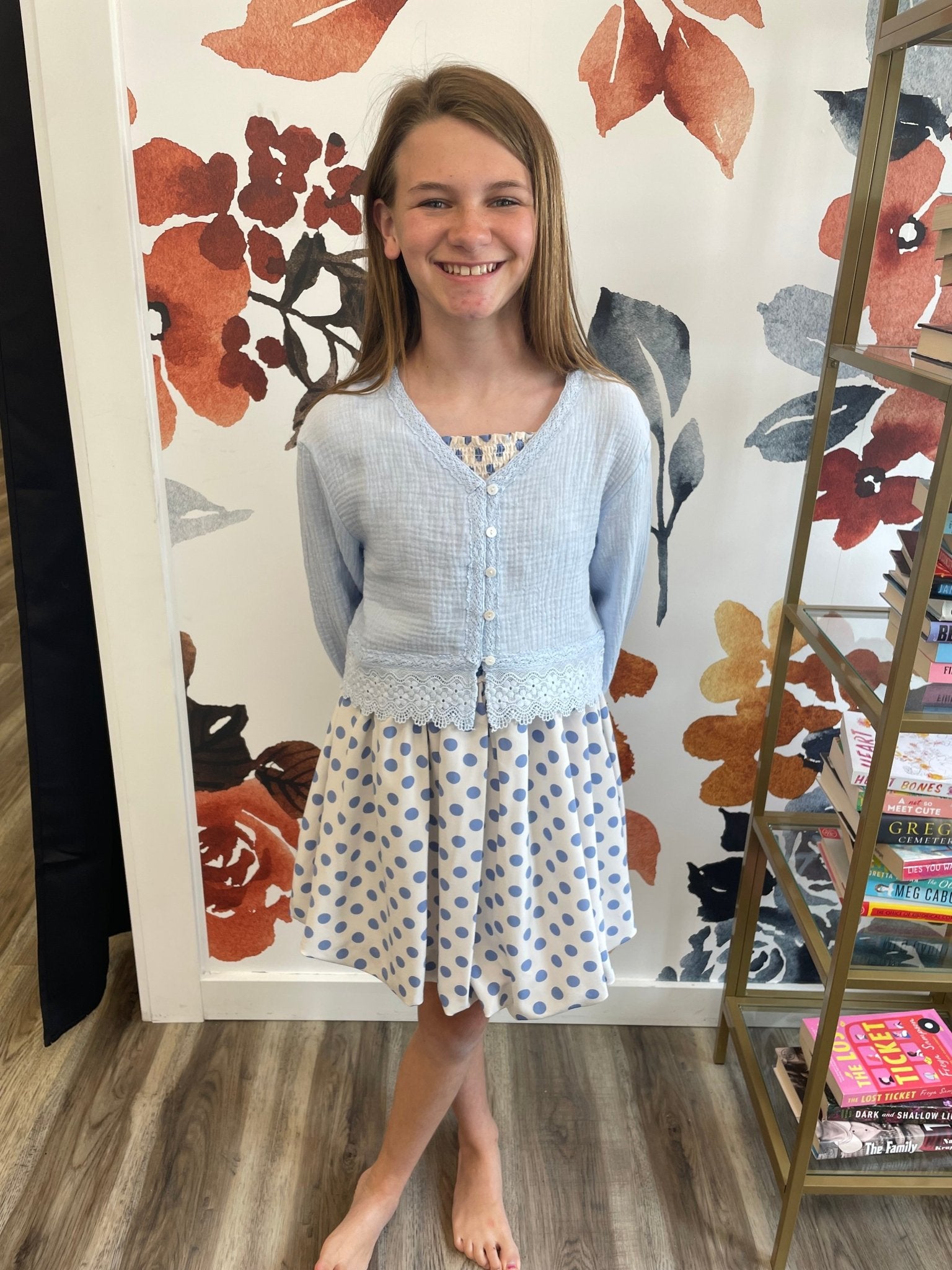 Tween Girls Polka Dot Smocked Bubble Dress Medium (9/10)
