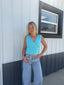 V-Neck Wrap Sweater in Aqua