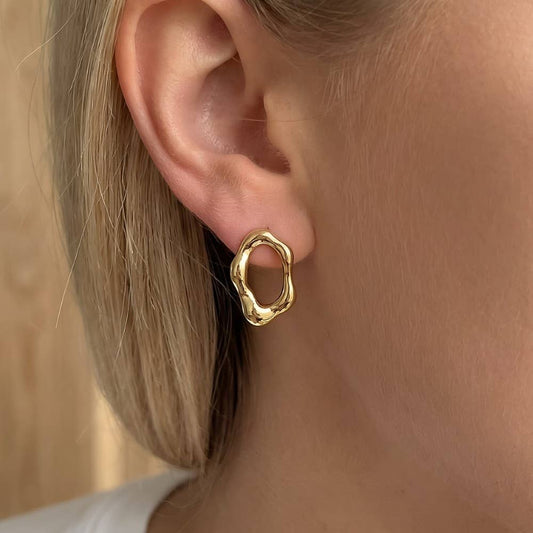 Warped Oval Cutout Stud Earrings