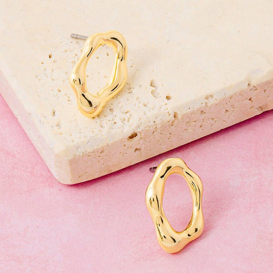 Warped Oval Cutout Stud Earrings