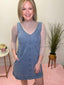 Washed Denim Sleeveless V - Neck Mini Dress 150 Dresses & Jumpsuits - Ella Chic BoutiqueBlu Pepper