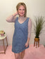 Washed Denim Sleeveless V - Neck Mini Dress 150 Dresses & Jumpsuits - Ella Chic BoutiqueBlu Pepper