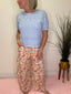 Washed Fall Floral Print Twill Barrel Pants 170 Pants- Ella Chic BoutiqueBibi