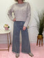 Washed Striped Denim Frayed Hem Pants 170 Pants - Ella Chic Boutique