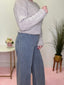 Washed Striped Denim Frayed Hem Pants 170 Pants - Ella Chic Boutique