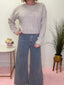 Washed Striped Denim Frayed Hem Pants 170 Pants - Ella Chic Boutique