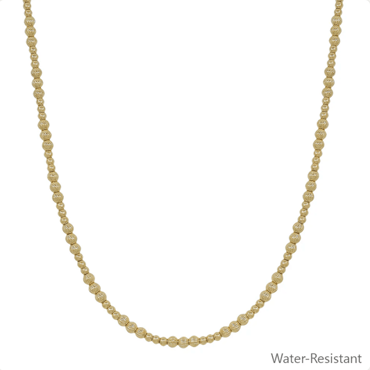 Water Resistant Gold 3mm and 4mm Beaded Necklace