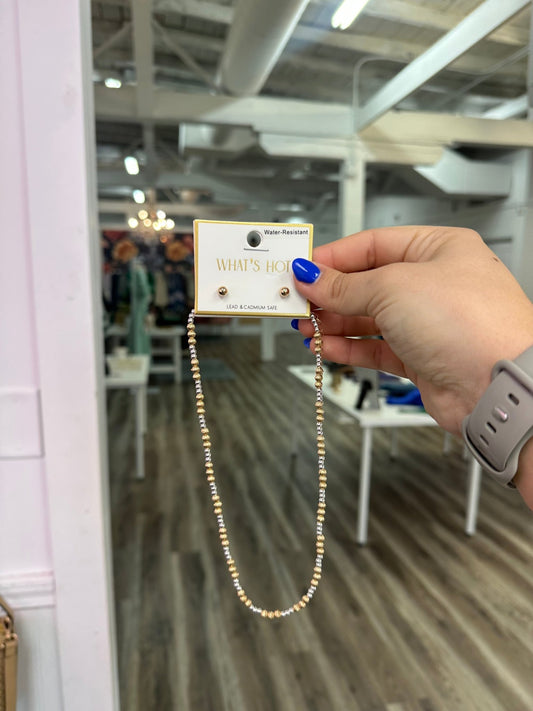 Gold & Silver Beaded Necklace – Water Resistant