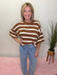 Weekend in Cannes Striped Short Sleeve Sweater 110 Tops- Ella Chic BoutiqueIn february