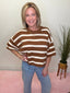 Weekend in Cannes Striped Short Sleeve Sweater 110 Tops- Ella Chic BoutiqueIn february