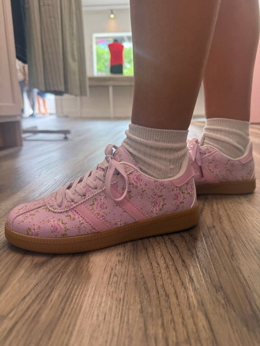 Whimsy Floral Sneakers in Lavender Rose 250 Shoes - Ella Chic Boutique