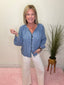Whipstitch Detail Denim Top 110 Tops- Ella Chic BoutiqueBe Cool