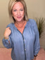 Whipstitch Detail Denim Top 110 Tops- Ella Chic BoutiqueBe Cool