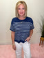 Wishing Navy Striped Short Sleeve Top 110 Tops - Ella Chic BoutiqueHYFVE