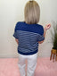Wishing Navy Striped Short Sleeve Top 110 Tops - Ella Chic BoutiqueHYFVE