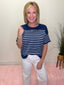 Wishing Navy Striped Short Sleeve Top 110 Tops - Ella Chic BoutiqueHYFVE