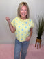 Yellow and Blue Polka Dot Knit Short Sleeve Top 110 Tops- Ella Chic BoutiqueBibi