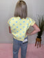Yellow and Blue Polka Dot Knit Short Sleeve Top 110 Tops- Ella Chic BoutiqueBibi