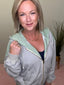 You Are Right Striped Zip Hooded Lightweight Sweatshirt in Blue and Green 110 Tops- Ella Chic BoutiqueAEMI + CO