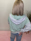 You Are Right Striped Zip Hooded Lightweight Sweatshirt in Blue and Green 110 Tops- Ella Chic BoutiqueAEMI + CO