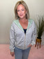 You Are Right Striped Zip Hooded Lightweight Sweatshirt in Blue and Green 110 Tops- Ella Chic BoutiqueAEMI + CO