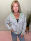 You Are Right Striped Zip Hooded Lightweight Sweatshirt in Blue and Green 110 Tops- Ella Chic BoutiqueAEMI + CO