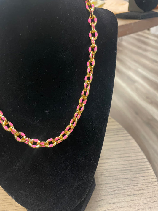Neon Pink Link Necklace - Ella Chic Boutique