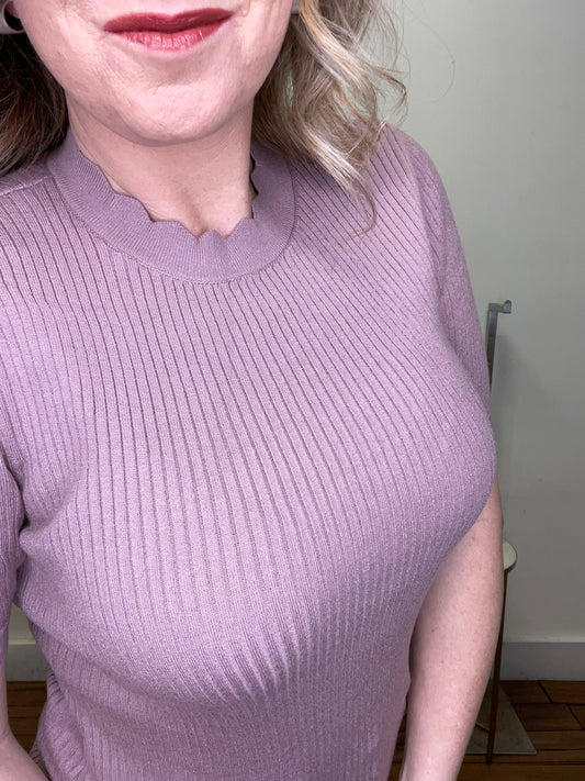 Scallop Sweater in Lavender - Ella Chic Boutique