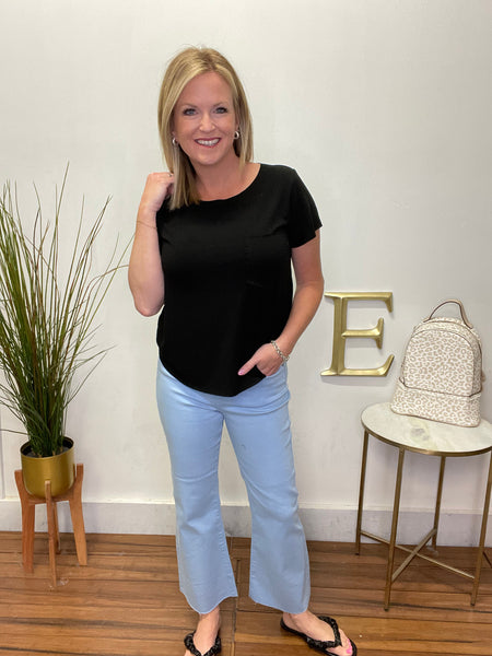 The Piper Kick Flare Crop Jeans in Light Blue – Ella Chic Boutique