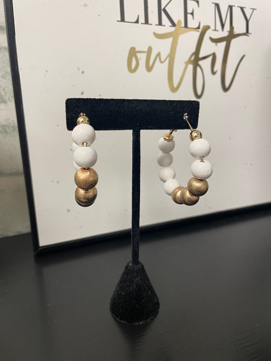 Beaded Gold Hoop Earrings - Ella Chic Boutique