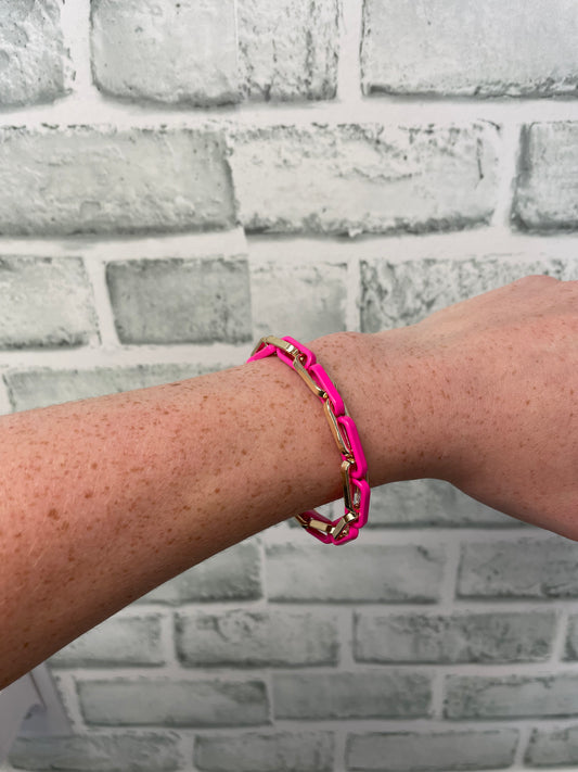 Double Chain Bracelet in Pink/Gold - Ella Chic Boutique